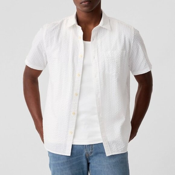 Gap Factory, Seersucker Shirt in Standard Fit, White, Large, EUC - Picture 4 of 4